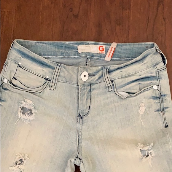 Guess Super Skinny Acid Wash Distressed Jeans - Picture 2 of 8